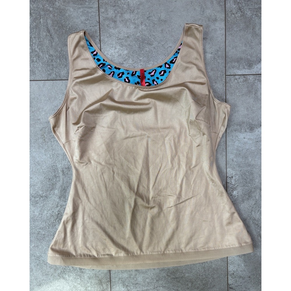 SPANX 1X Cheetah Scoop Neck Simplicity Camisole Slimming Tank Top Nude Beige